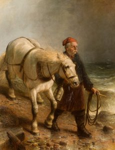 Man met paard en lantaarn door Unbekannt Unbekannt